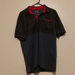 Adidas Mens golf polo Grey Camo/red sz M